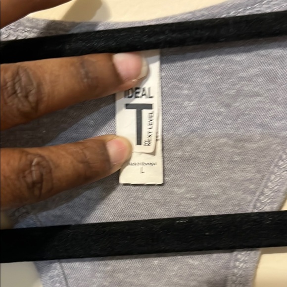 EUC Next Level Apparel Gray Racerback Tank Top with Bold Black Text Size LG - Picture 3 of 4